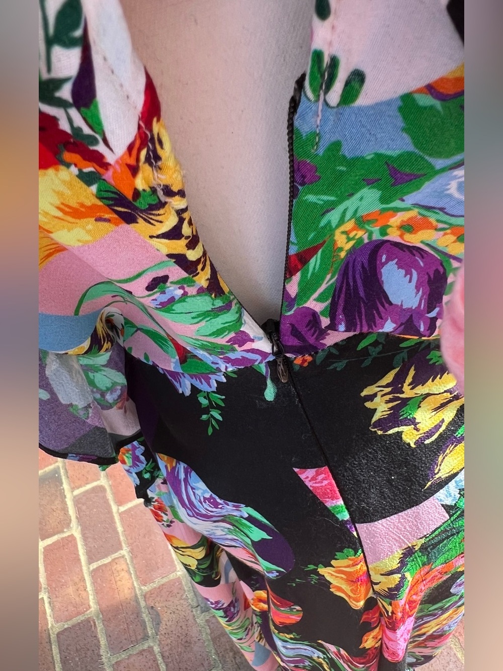 Topshop Floral High Neck Cowl Back Midaxi Dress Sz 8 Cottagecore Asymmetrical - Picture 6 of 15